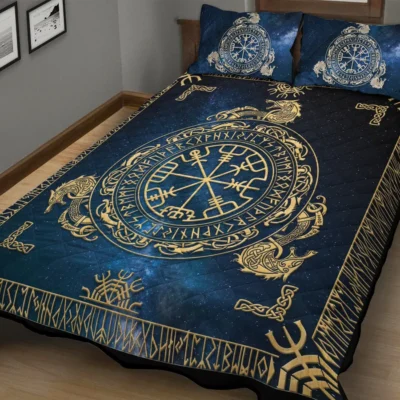 Viking Quilt Bedding Set – Vegvisir Norse Guiding Rune