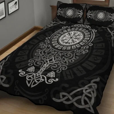 Viking Quilt Bedding Set – Vegvisir Norse Yggdrasil Art Eternal Guide