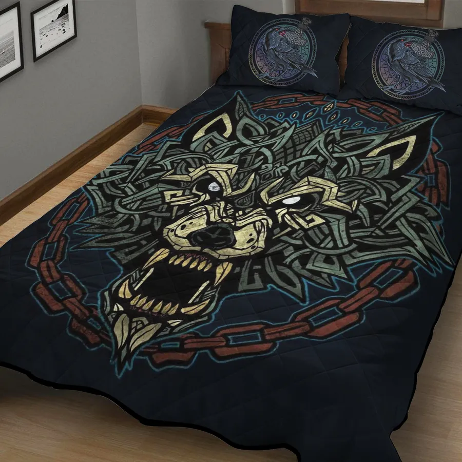 Viking Quilt Bedding Set – Viking Celtic Art Fenrir Wild Heritage Viking Quilt Bedding Set – Viking Celtic Art Fenrir Wild Heritage