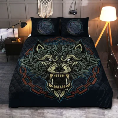 Viking Quilt Bedding Set – Viking Celtic Art Fenrir Wild Heritage