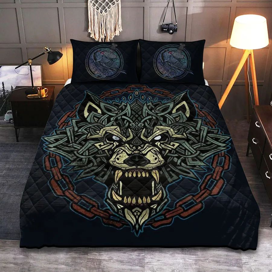 Viking Quilt Bedding Set – Viking Celtic Art Fenrir Wild Heritage Viking Quilt Bedding Set – Viking Celtic Art Fenrir Wild Heritage