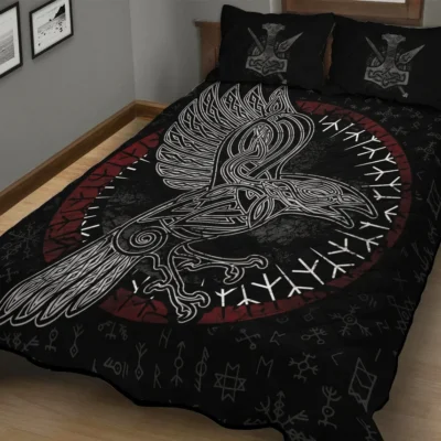 Viking Quilt Bedding Set – Viking Celtic Raven Mystic Design