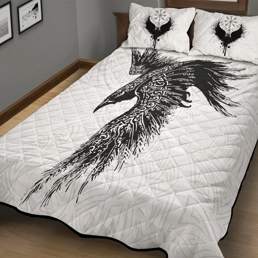 Viking Quilt Bedding Set – Viking Raven Art Mystic Legend Viking Quilt Bedding Set – Viking Raven Art Mystic Legend