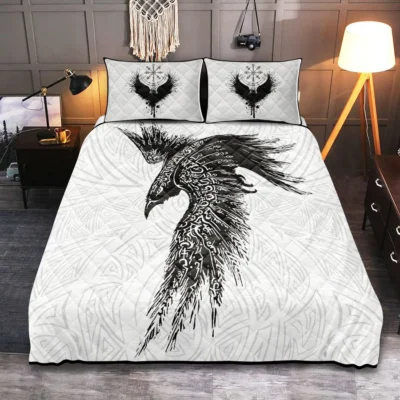 Viking Quilt Bedding Set – Viking Raven Art Mystic Legend