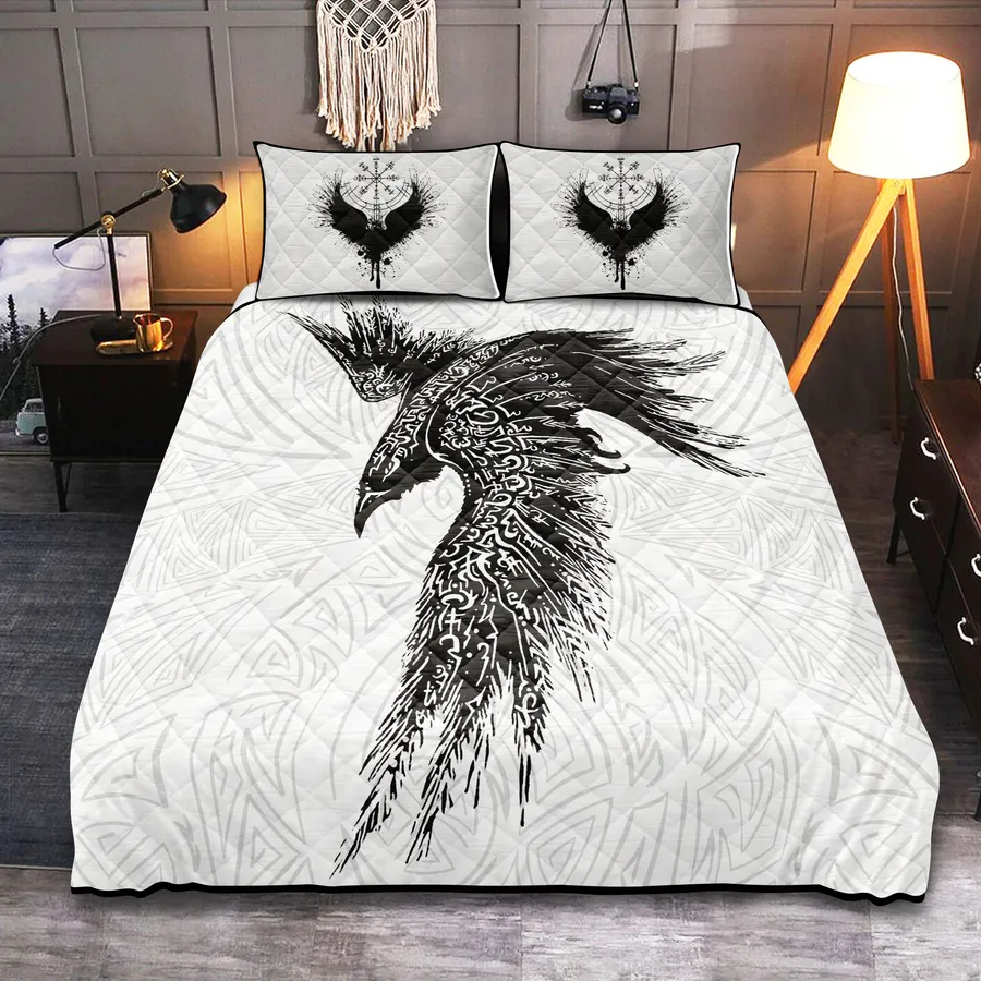Viking Quilt Bedding Set – Viking Raven Art Mystic Legend Viking Quilt Bedding Set – Viking Raven Art Mystic Legend