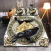 Viking Quilt Bedding Set – Viking Raven Valknut Art Legendary Symbol