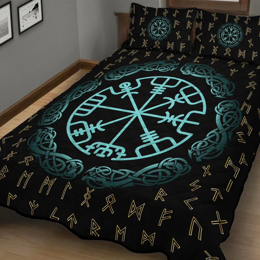 Viking Quilt Bedding Set – Viking Rune Compass Legendary Design Viking Quilt Bedding Set – Viking Rune Compass Legendary Design