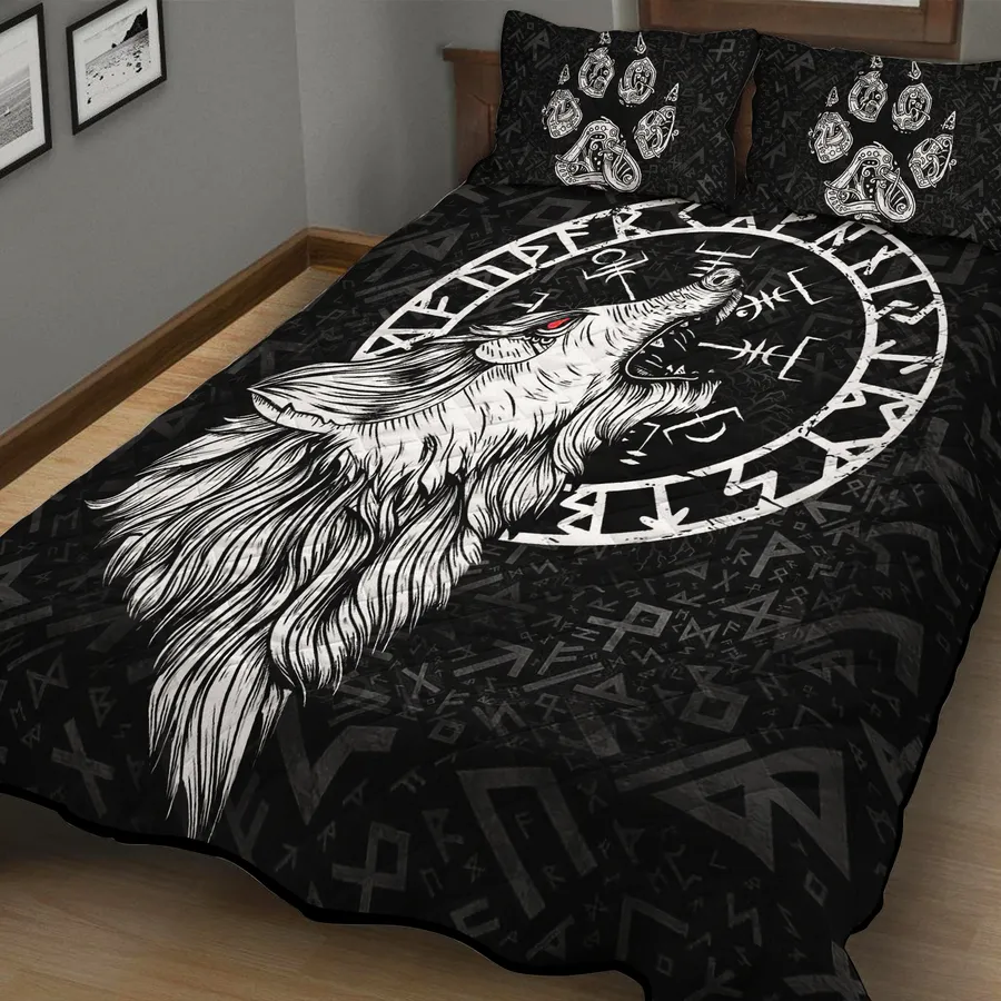 Viking Quilt Bedding Set – Viking Rune Wolf Fierce Legacy Viking Quilt Bedding Set – Viking Rune Wolf Fierce Legacy