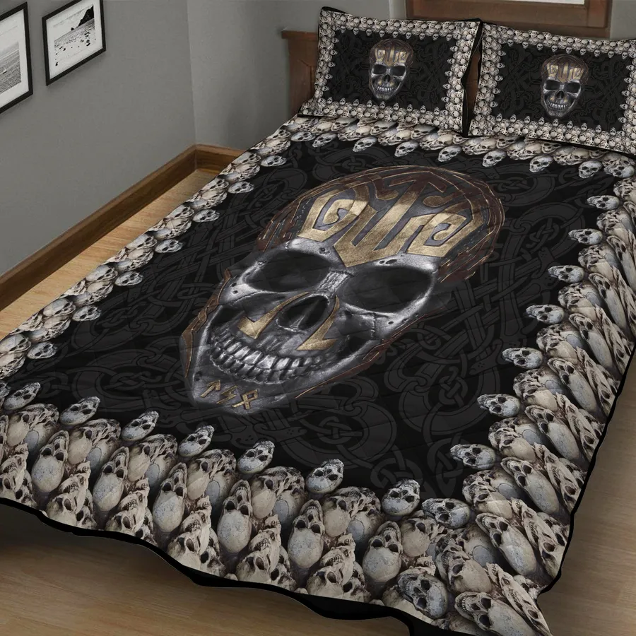 Viking Quilt Bedding Set – Viking Skull Art Fearless Spirit Viking Quilt Bedding Set – Viking Skull Art Fearless Spirit