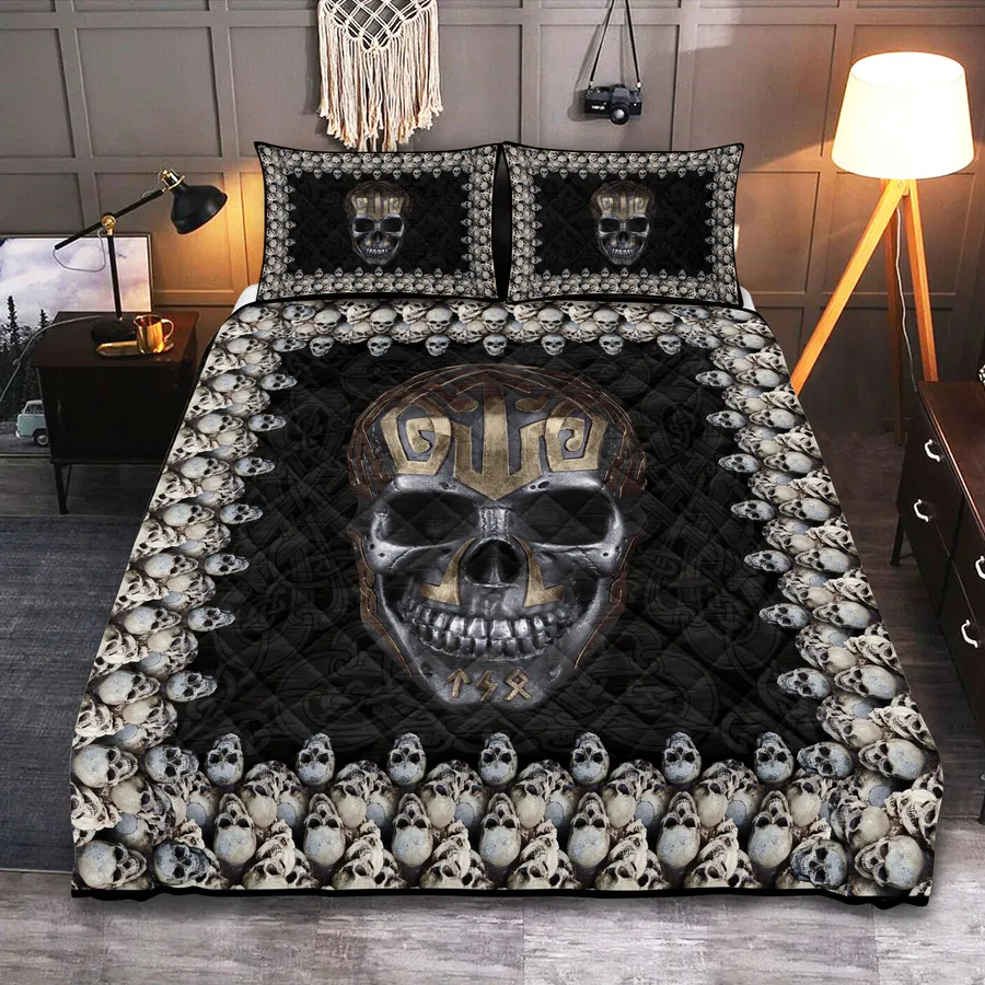 Viking Quilt Bedding Set – Viking Skull Art Fearless Spirit Viking Quilt Bedding Set – Viking Skull Art Fearless Spirit