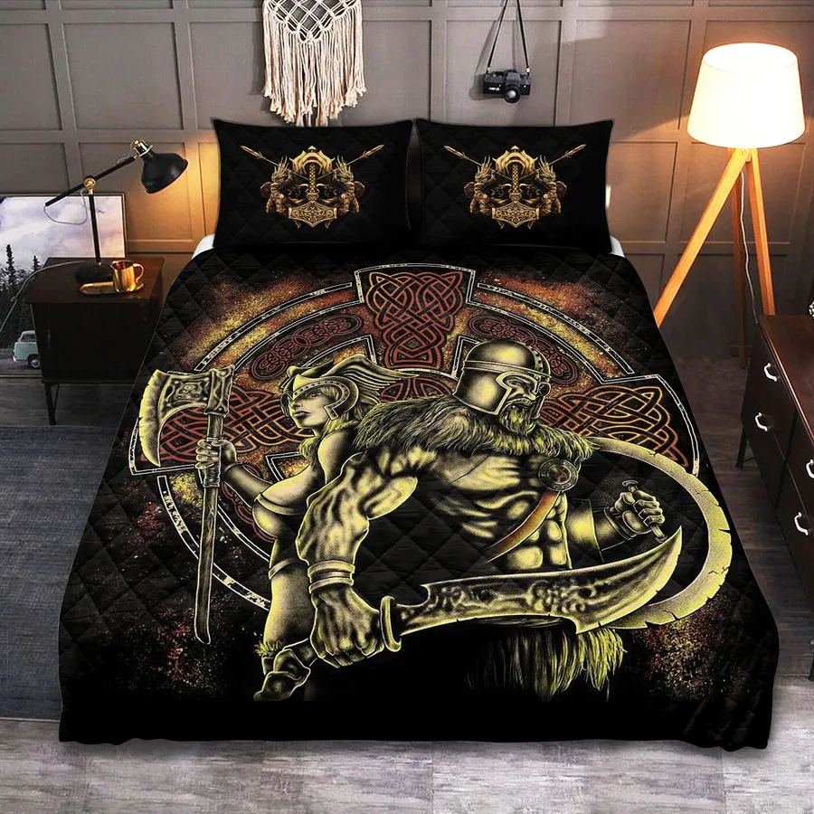 Viking Quilt Bedding Set – Viking Warriors Art Legendary Design Viking Quilt Bedding Set – Viking Warriors Art Legendary Design
