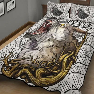 Viking Quilt Bedding Set – Viking Wolf Rune Untamed Spirit