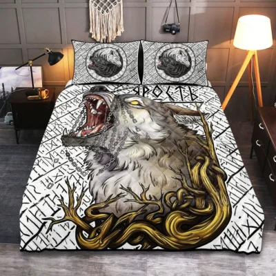 Viking Quilt Bedding Set – Viking Wolf Rune Untamed Spirit