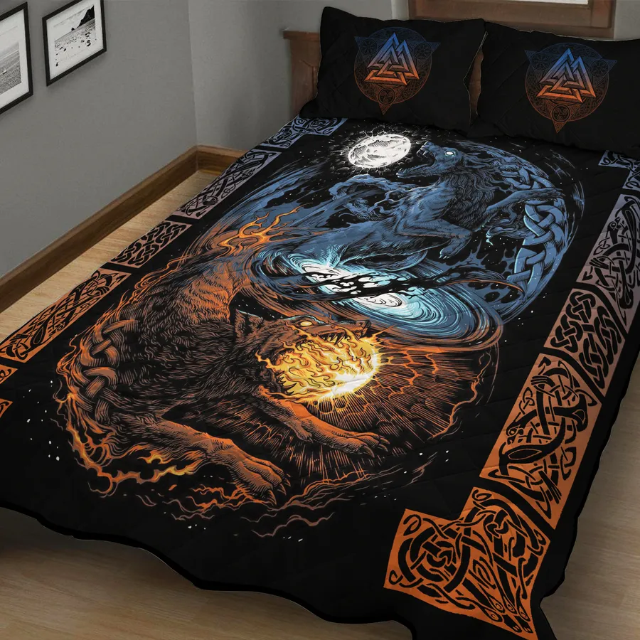 Viking Quilt Bedding Set – Wolf Viking Art Fierce Heritage Viking Quilt Bedding Set – Wolf Viking Art Fierce Heritage