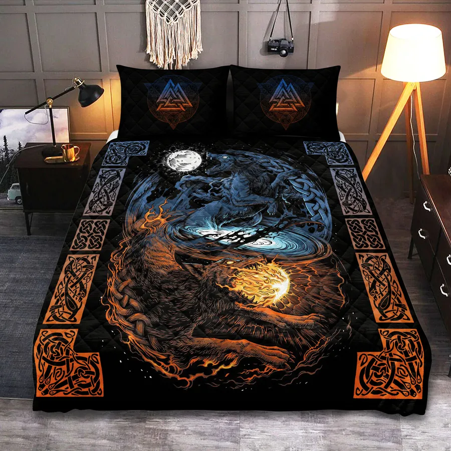 Viking Quilt Bedding Set – Wolf Viking Art Fierce Heritage Viking Quilt Bedding Set – Wolf Viking Art Fierce Heritage