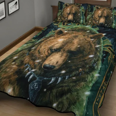 Viking Quilt Bedding Set – Wolf Viking Art Primal Spirit