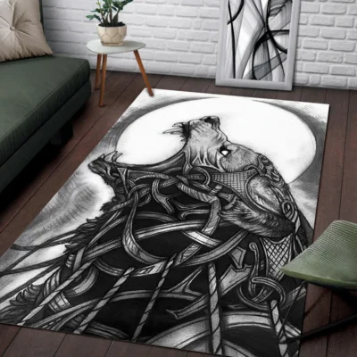Viking Rug - Fenrir Art - Legendary Wolf Decor
