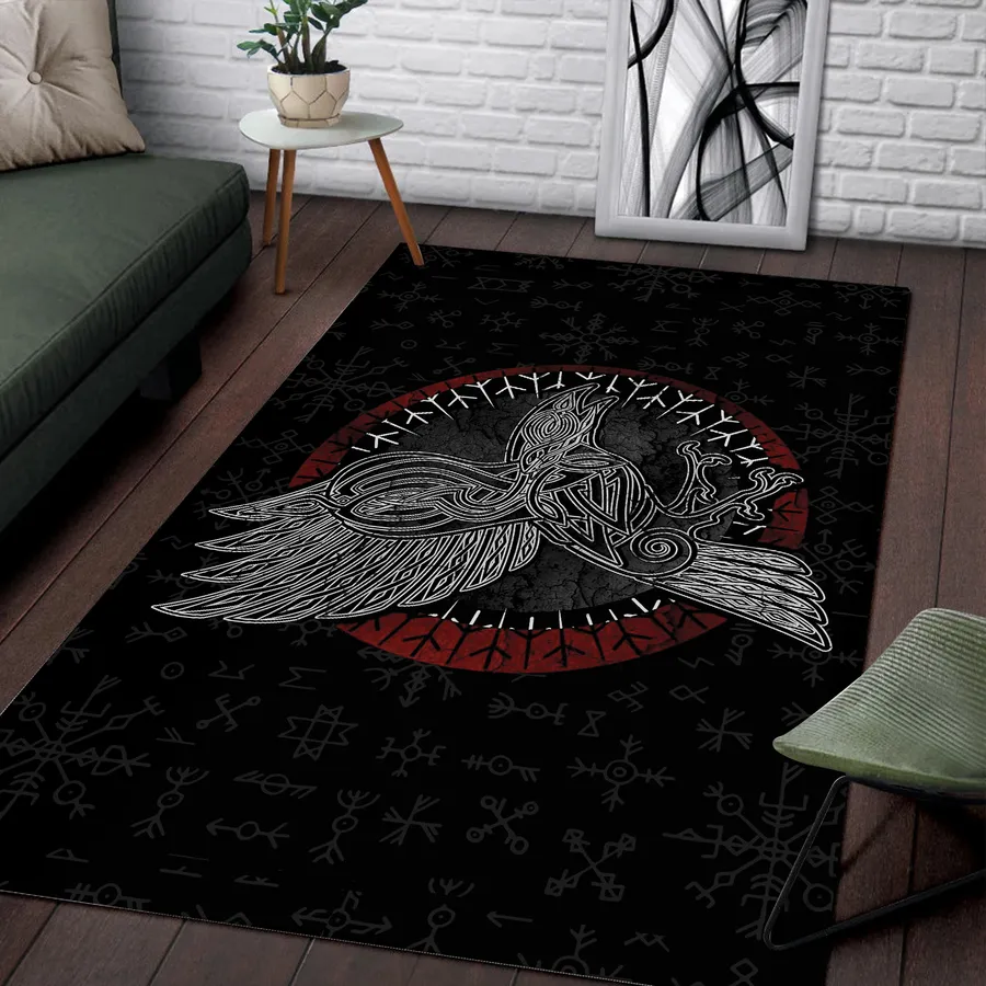 Viking Rug - Viking Raven Valor - Viking Celtic Raven Saga Decor Viking Rug - Viking Raven Valor - Viking Celtic Raven Saga Decor