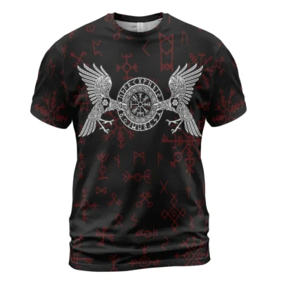 Viking Shirt – Bold Raven T Shirt With Viking Compass Symbol