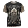 Viking Shirts For Men – Fierce Beard Shirt With Skull, Axe And Valhalla Theme