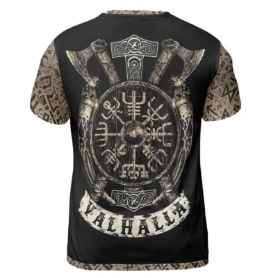 Viking Shirts For Men – Fierce Beard Shirt With Skull, Axe And Valhalla Theme Viking Shirts For Men – Fierce Beard Shirt With Skull, Axe And Valhalla Theme