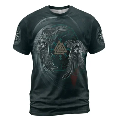 Viking Shirts for Men – Raven Symbol Norse Heritage Design