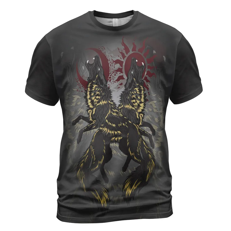 Viking Shirts – Powerful Wolves TShirt With Hati And Skoll Heathen Viking Shirts – Powerful Wolves TShirt With Hati And Skoll Heathen