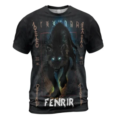 Viking T Shirt – Epic Graphic Art Featuring Fenrir And Odin