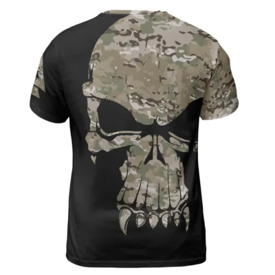 Viking T Shirt – Fierce Skull T Shirt Design With Camo Pattern And Heathen Theme