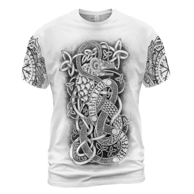 Viking T Shirts – Jormungandr Drawing Fierce Serpent Design