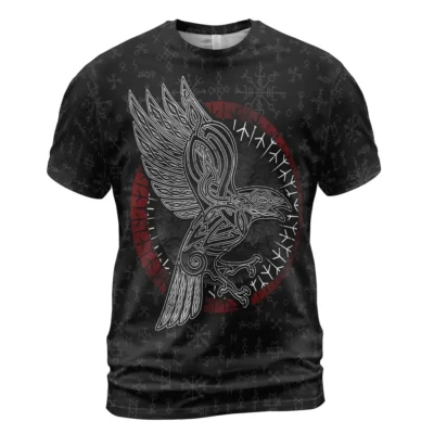 Viking T Shirts – Legendary Raven T Shirts With Hammer And Spear Of Odin