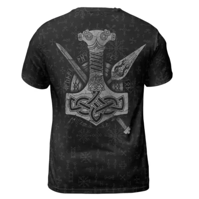 Viking T Shirts – Legendary Raven T Shirts With Hammer And Spear Of Odin Viking T Shirts – Legendary Raven T Shirts With Hammer And Spear Of Odin