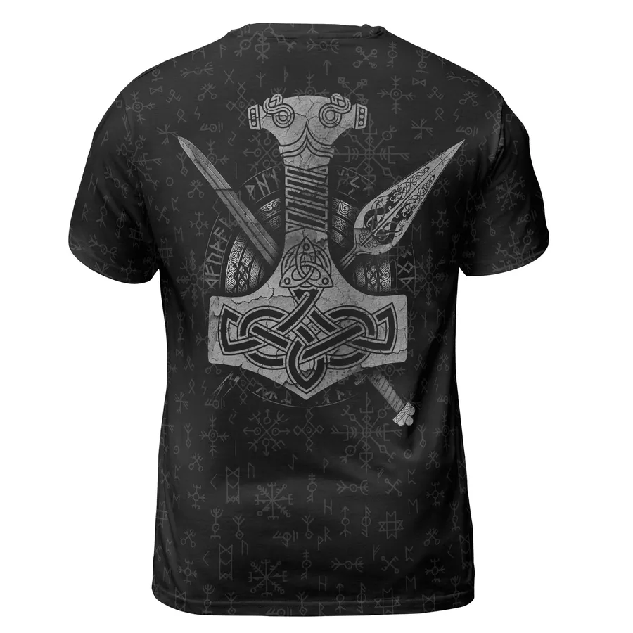 Viking T Shirts – Legendary Raven T Shirts With Hammer And Spear Of Odin Viking T Shirts – Legendary Raven T Shirts With Hammer And Spear Of Odin