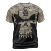 Viking Tee Shirts – Bold Skull T Shirt Mens With Camouflage Pattern Valknut