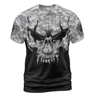 Viking Tee Shirts – Viking Skull Art with Camouflage Pattern