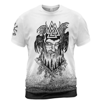 Viking Tees – Legendary Raven T Shirts With Odin, Valknut And Hammer Symbols