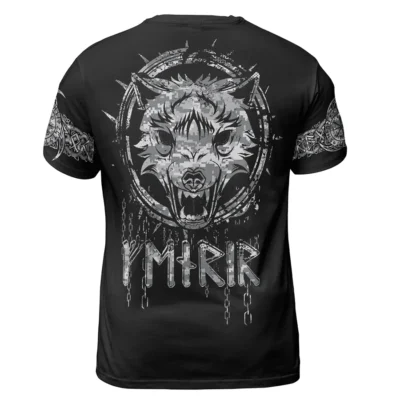 Mythic Viking T Shirt – Skull Celtic Tree of Life with Fenrir Symbol