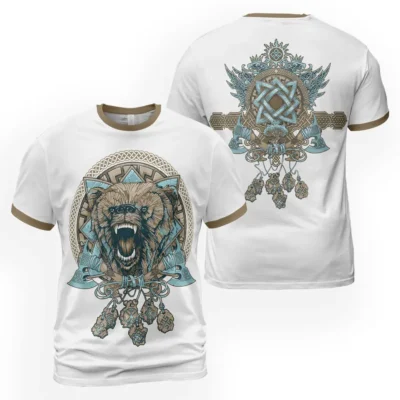 Savage Viking T Shirt – Viking Rune Wolf Art with Norse Axe