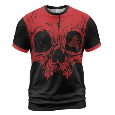 Legendary Viking T Shirt – Odin's Triple Horn Viking Skull Art