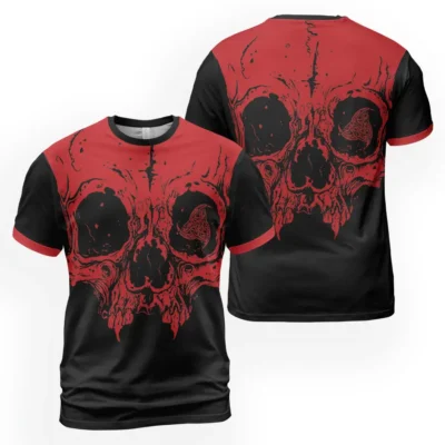 Legendary Viking T Shirt – Odin's Triple Horn Viking Skull Art
