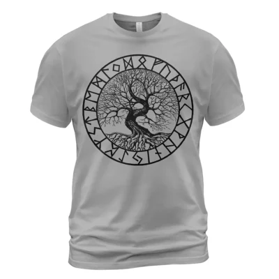 Viking T Shirt Rune Yggdrasil Tree Drawing Ultimate Legendary Powerful Meaning