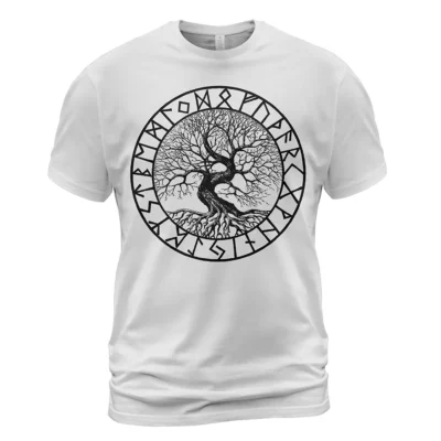Viking T Shirt Rune Yggdrasil Tree Drawing Ultimate Legendary Powerful Meaning