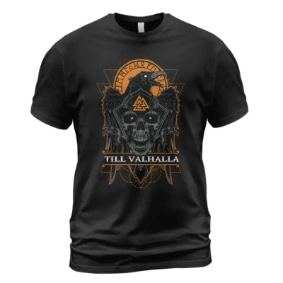 Viking T Shirts Norse Raven Till Valhalla Mythic Norse Legacy