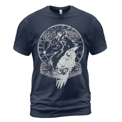 Viking Tee Shirts Norse Raven Viking Wolf Art Old Ways Tribute