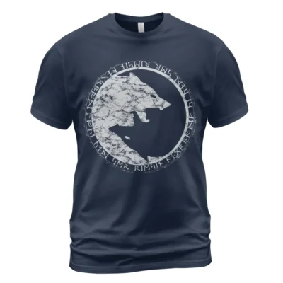 Viking Tee Shirts Yin Yang Viking Wolf Rune Calm But Unshaken