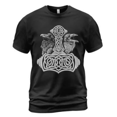 Norse T Shirts Munin And Hugin Mythos Mjolnir Sacred Lore Sign