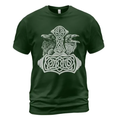Norse T Shirts Munin And Hugin Mythos Mjolnir Sacred Lore Sign