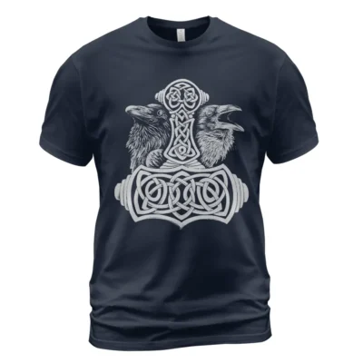 Norse T Shirts Munin And Hugin Mythos Mjolnir Sacred Lore Sign