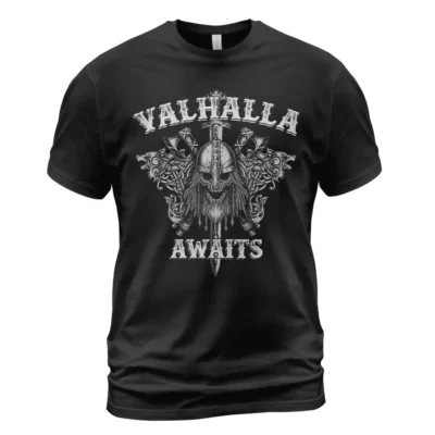 Viking Shirt Valhalla Awaits Viking Skull With Beard Sacred Ancient Norse Meaning