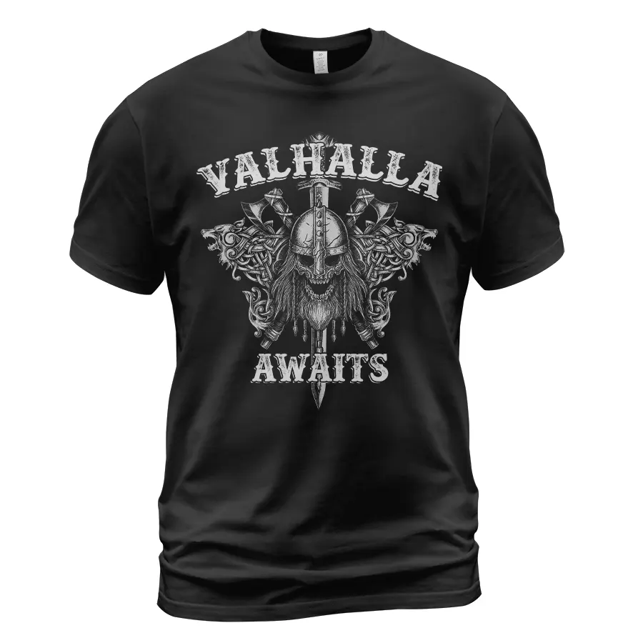 Viking Shirt Valhalla Awaits Viking Skull With Beard Sacred Ancient Norse Meaning Viking Shirt Valhalla Awaits Viking Skull With Beard Sacred Ancient Norse Meaning